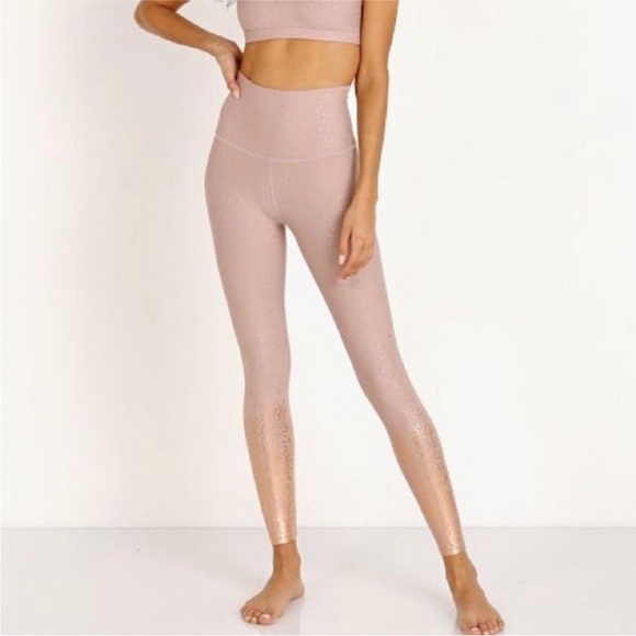 Beyond Yoga Pants - Beyond Yoga Ombré Alloy Speckled Leggings Pink Gold Small